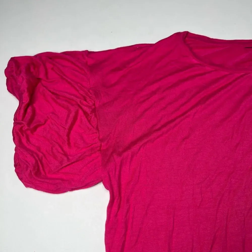 Viola Top Tee Shirt Rose Pink Ruffed Sleeve Bohemian Top Approximately size M